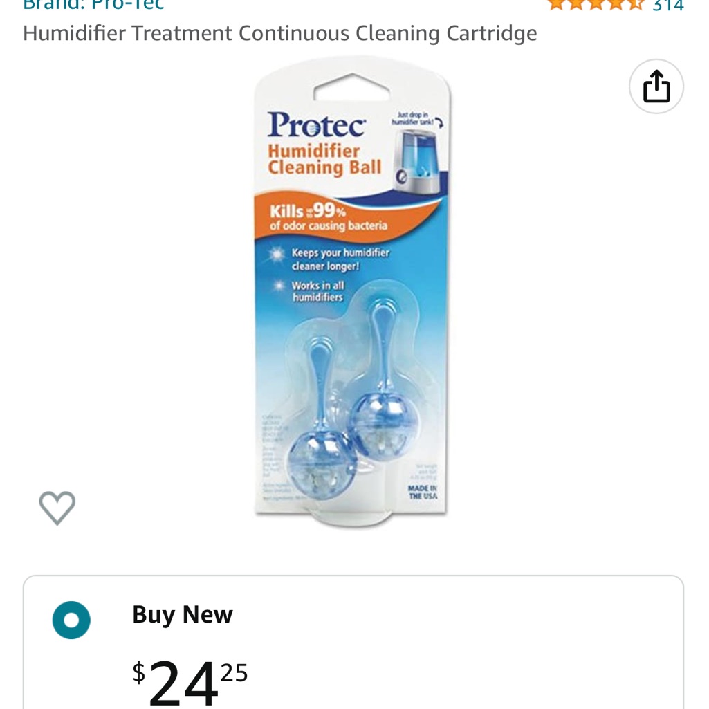 Humidifier Cleaning Ball, Kills Up To 99% Of Odor Causing Bacteria.